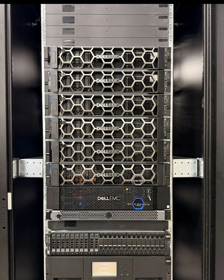 Live production data center rack with 99.99% uptime